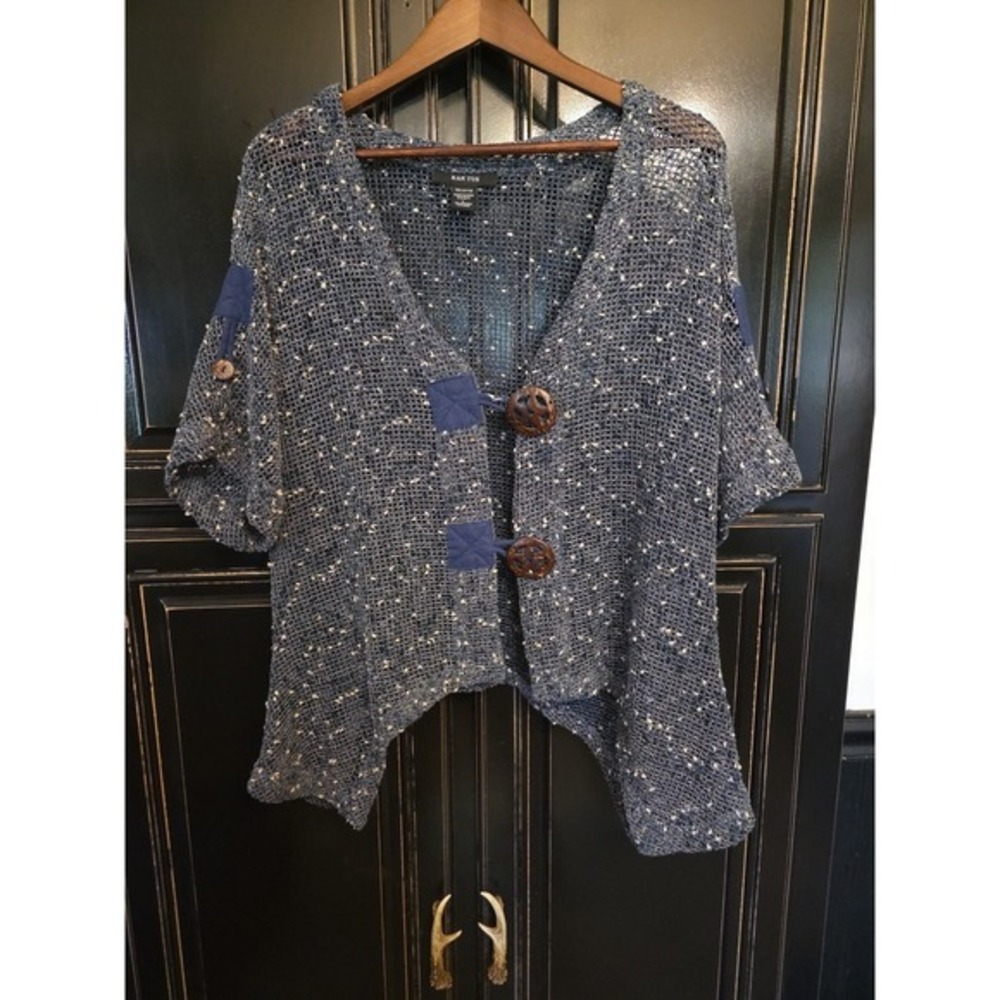 Kaktus Crochet Open Knit‎ Cardigan,  Bohemian, Wearable Art, Sharkbite Hem, Wood
